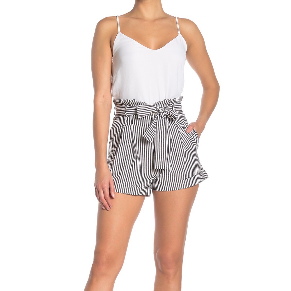 Striped Tie Front Paperbag Shorts - BNWT - S